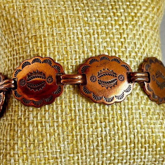 Copper Southwest Style Medallion Link Bracelet - Picture 11 of 12